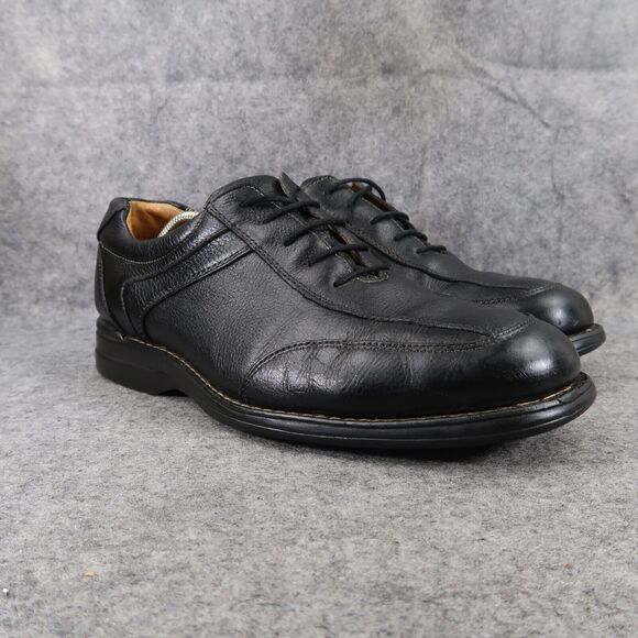 Johnston & Murphy Shoes Men 10 Oxford Leather Shuler Athletic Black Comfort Work - Picture 1 of 16
